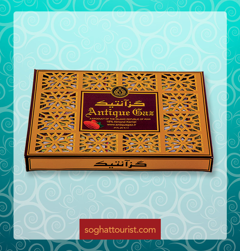 گز لقمه ای مخلوط 18 درصد پسته و بادام آنتیک