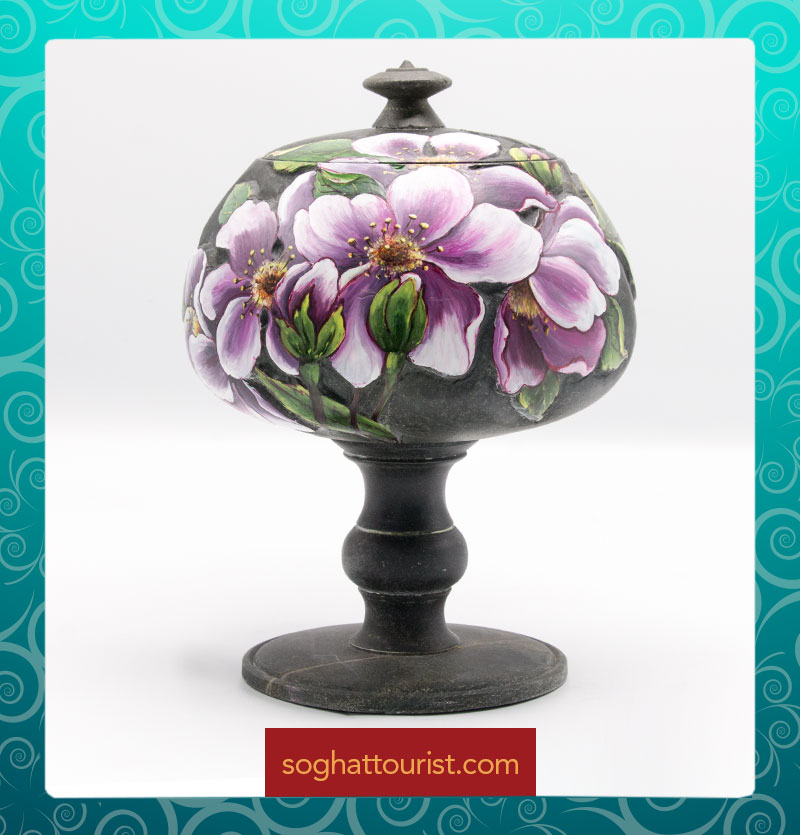 شکلات خوری سنگی طرح گلهای برجسته بنفش