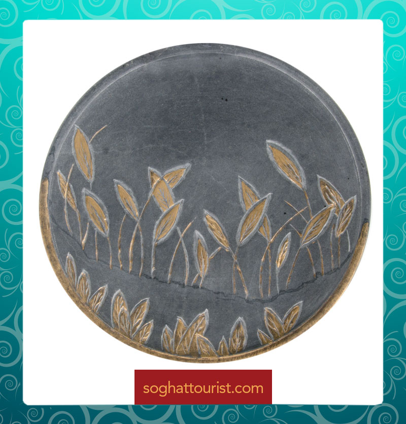 سینی سنگی طرح برجسته ی برگ های طلایی