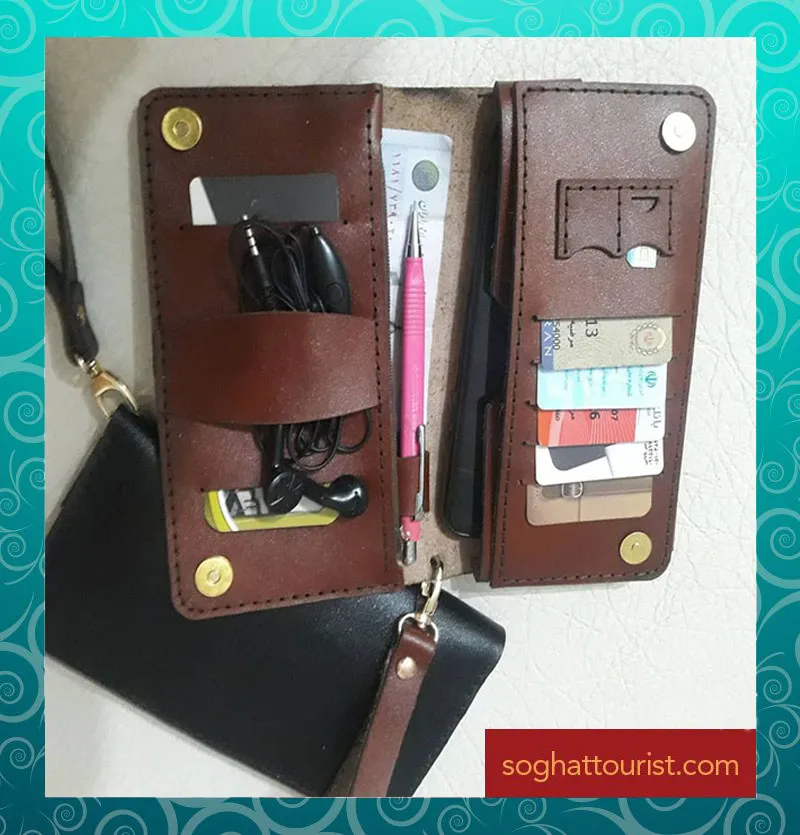 کیف پول و موبایل چرم