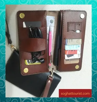 کیف پول و موبایل چرم