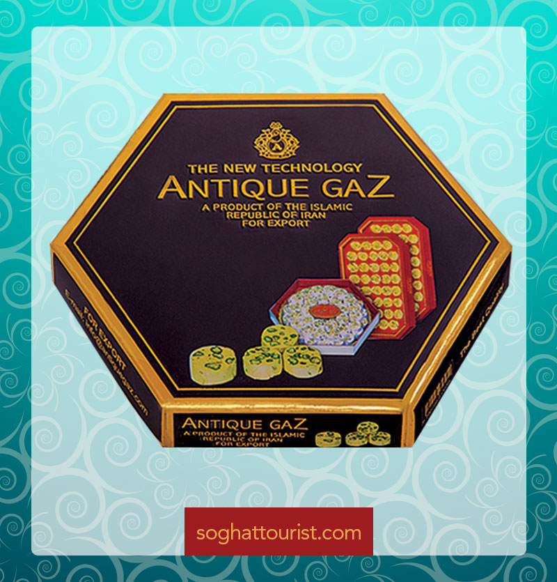 گز مغز پسته پذیرایی زعفرانی 25 درصد آنتیک