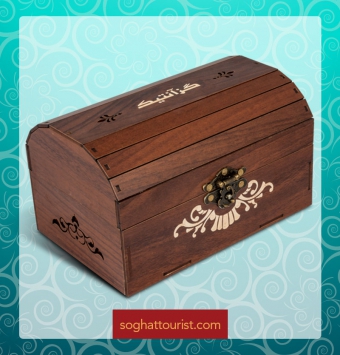 گز لقمه ای 35 درصد مغز پسته طرح صندوقچه چوبی