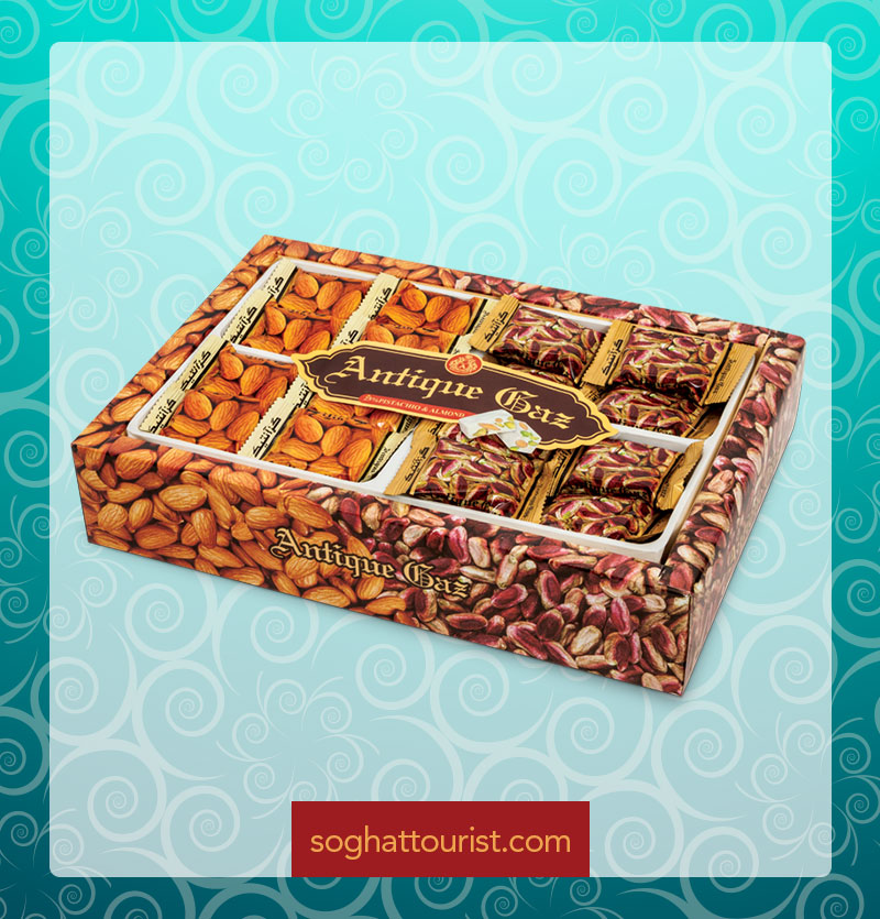 گز لقمه ای 25 درصد مغز پسته و بادام آنتیک