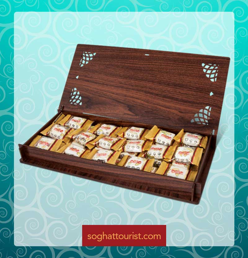 گز لقمه ای 30 درصد مغز پسته آنتیک طرح ساعت دیواری