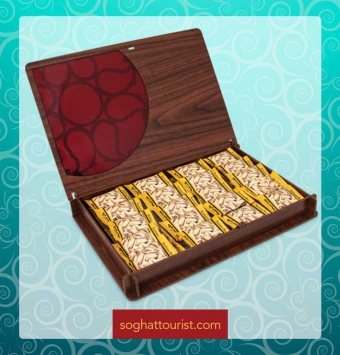 گز لقمه ای 35 درصد مغز پسته آنتیک طرح بته جقه