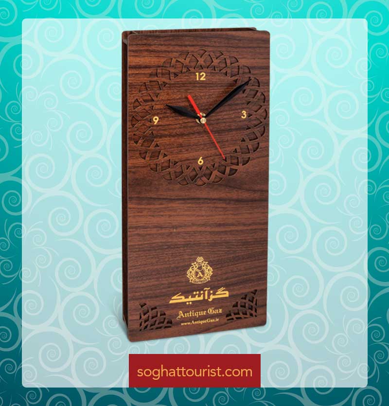 گز لقمه ای 30 درصد مغز پسته آنتیک طرح ساعت دیواری